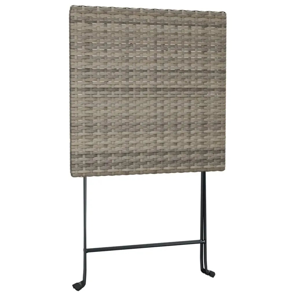 Folding Bistro Table Compact Grey Outdoor Furniture Poly Rattan Steel Frame 55x54x71cm