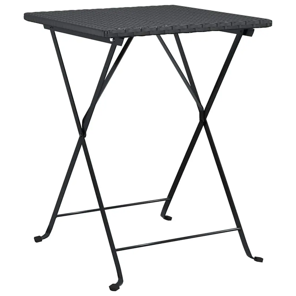 3 Piece Folding Bistro Set Black Outdoor Garden Patio Furniture Rattan