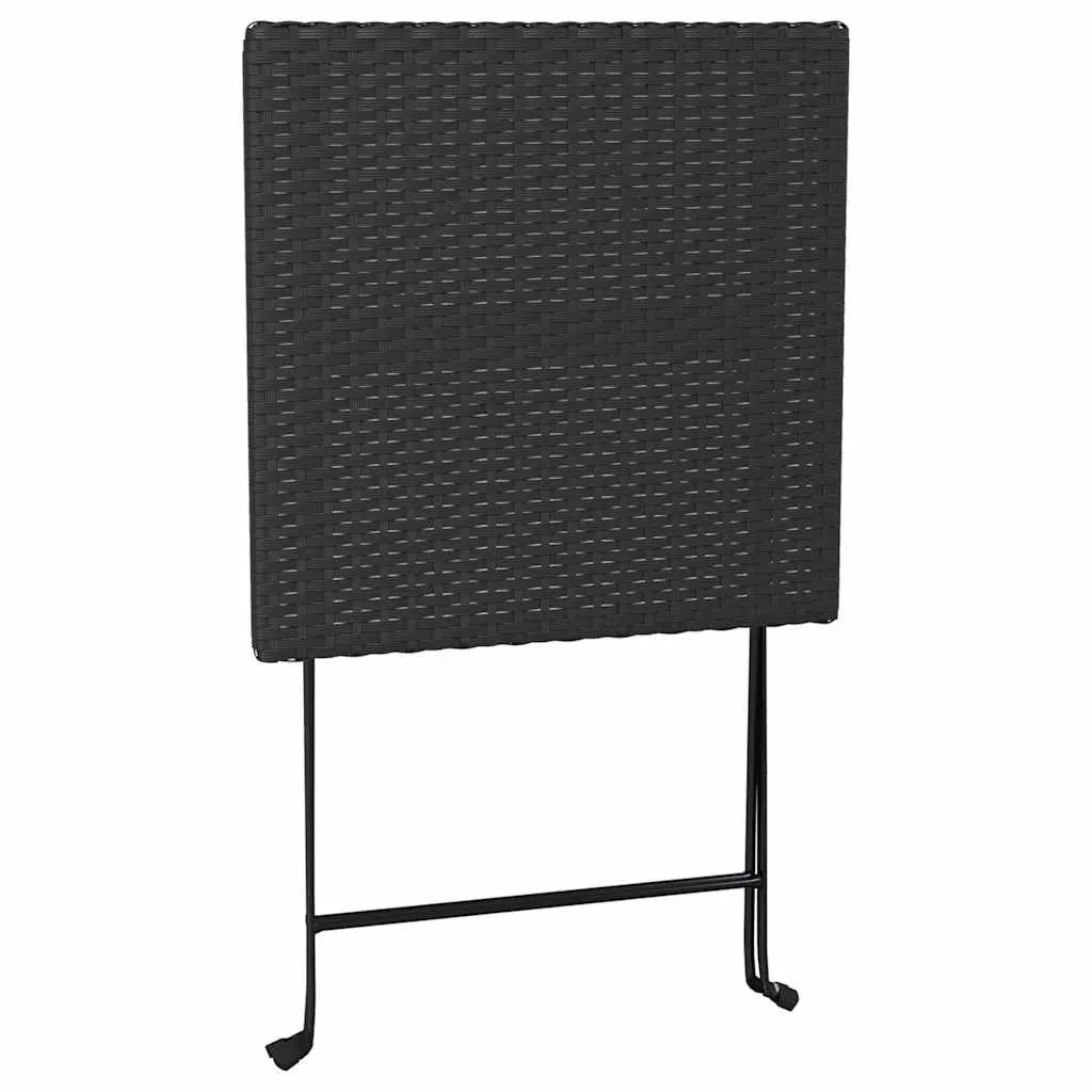 3 Piece Folding Bistro Set Black Outdoor Garden Patio Furniture Rattan