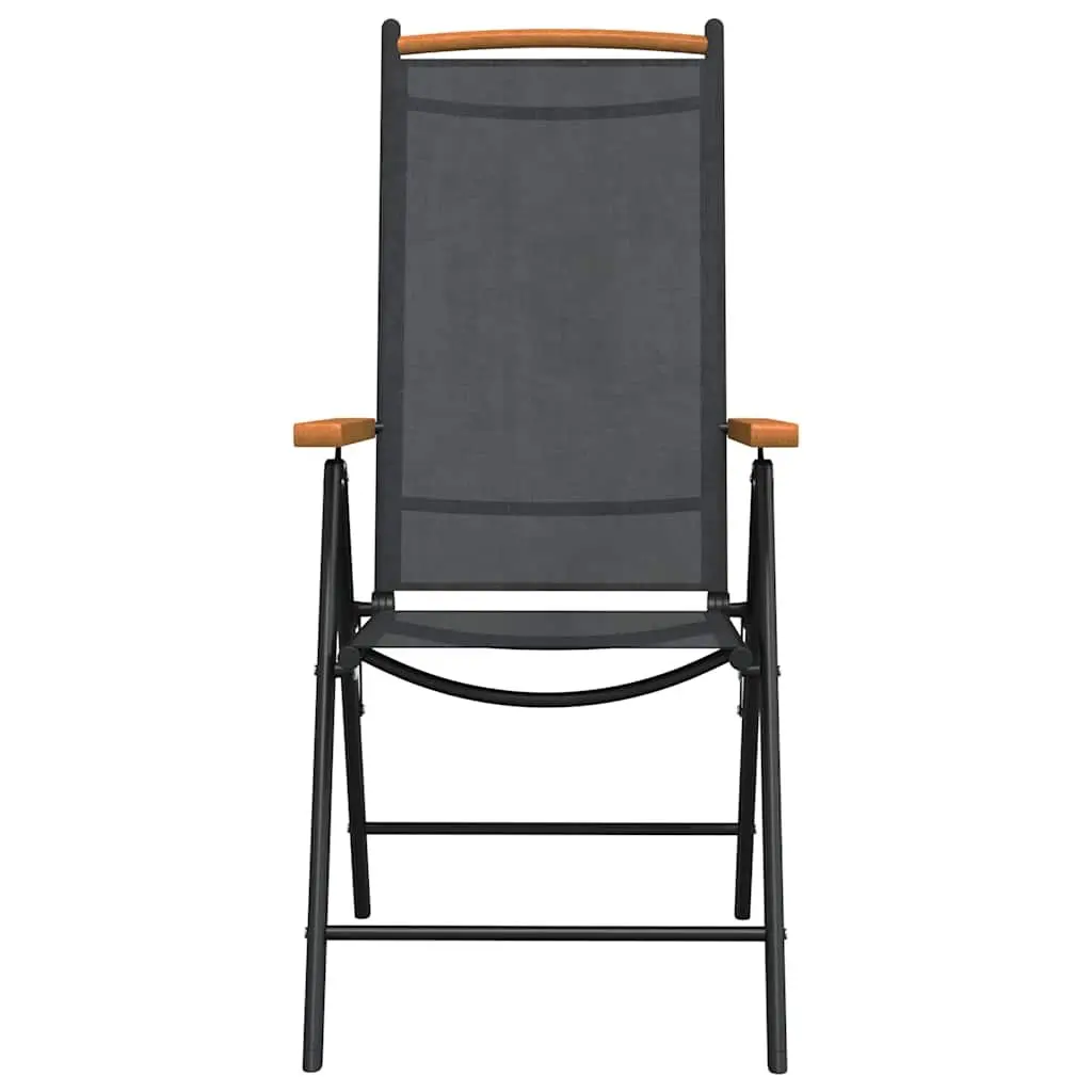 7 Piece Garden Dining Set Black Outdoor Furniture Adjustable Reclining Chairs