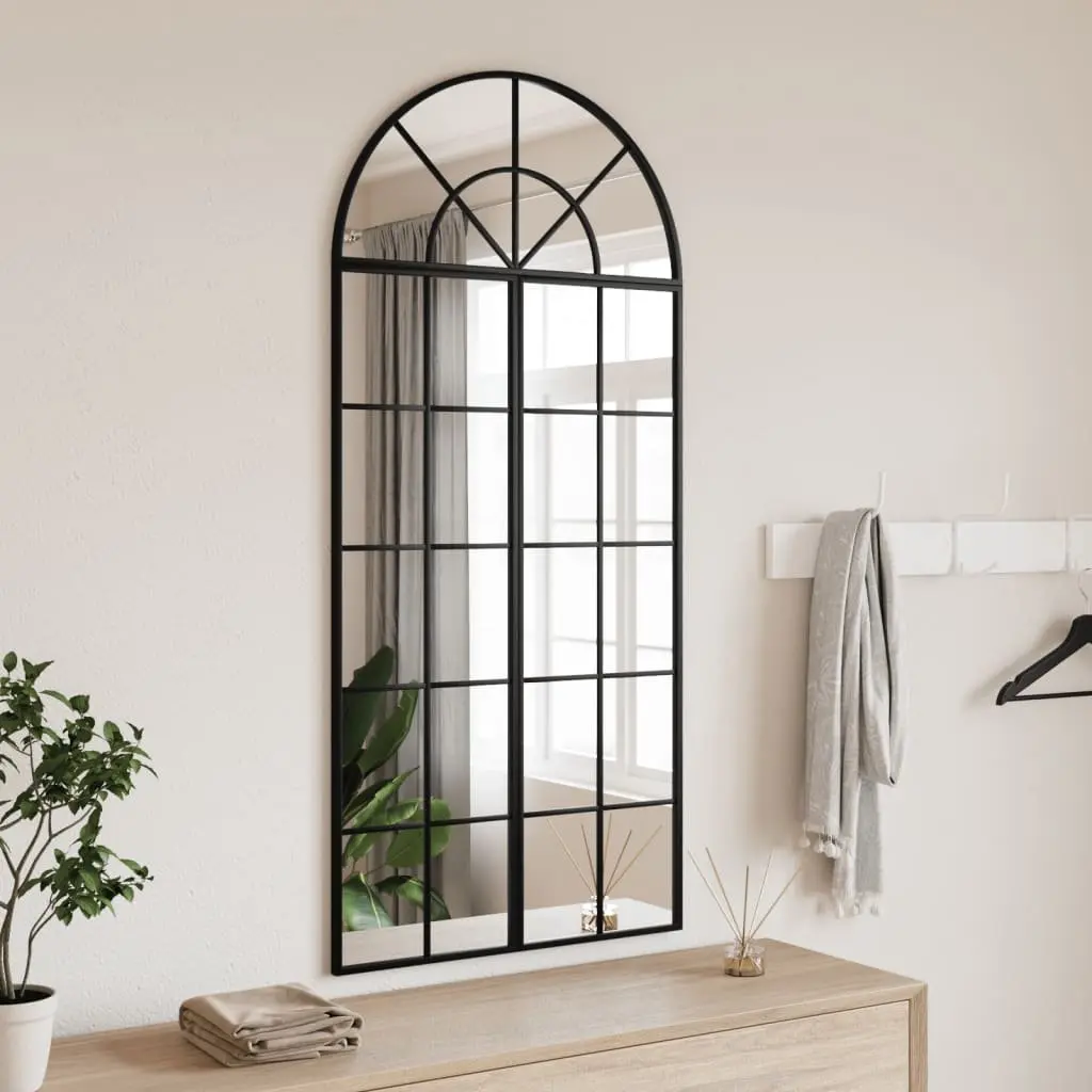 Wall Mirror Minimalist Black Arch Iron Frame 60x130 cm