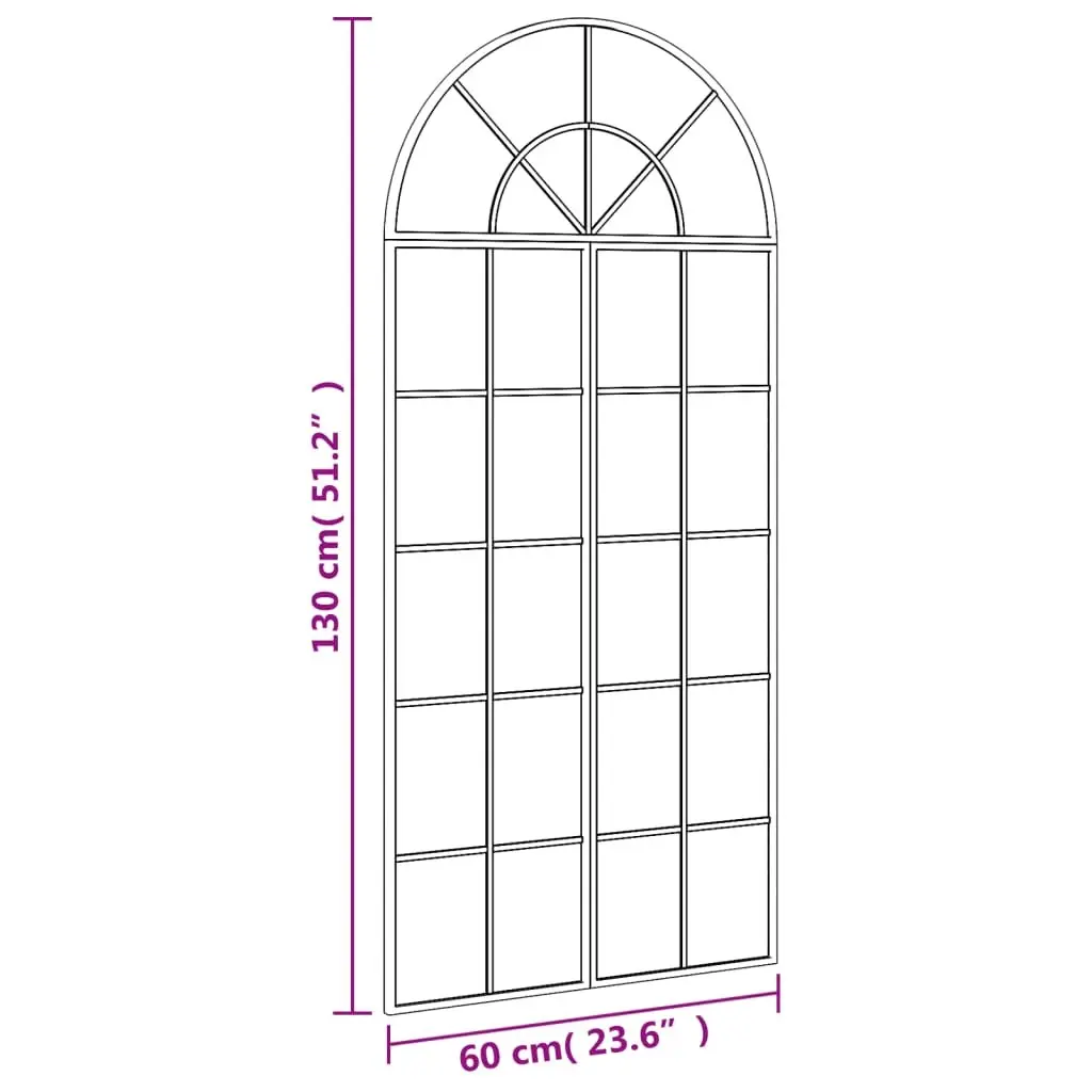 Wall Mirror Minimalist Black Arch Iron Frame 60x130 cm