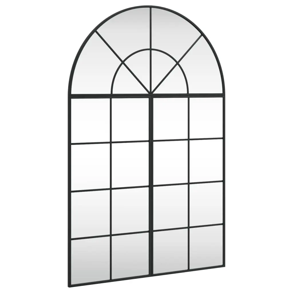 Arch Wall Mirror Black Powder-Coated Iron Frame 80x120 cm