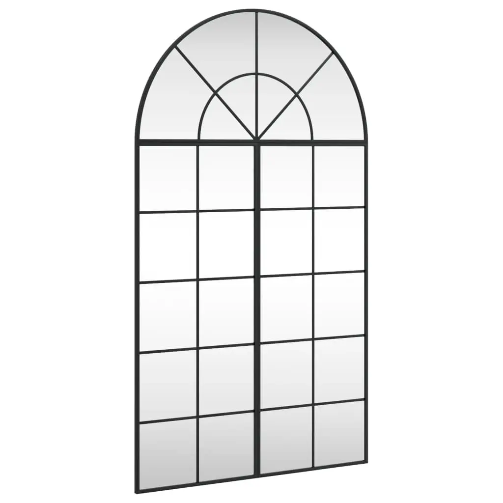 Arch Wall Mirror Black Iron Frame 80x140cm Glass Surface Minimalist Decor