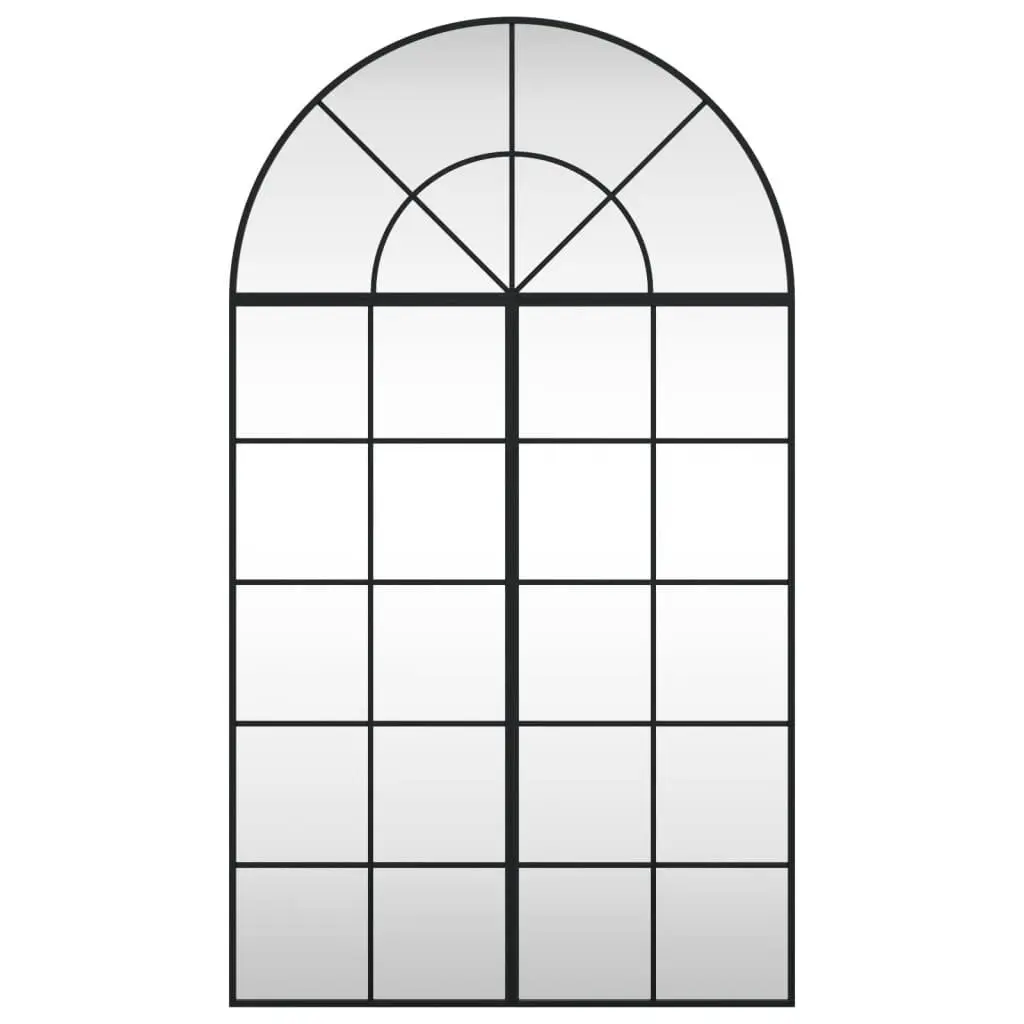Arch Wall Mirror Black Iron Frame 80x140cm Glass Surface Minimalist Decor