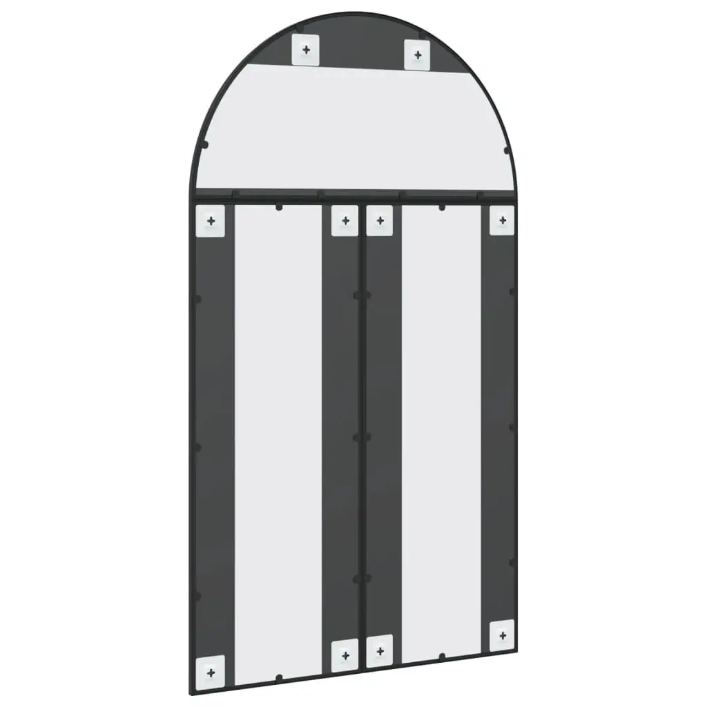 Arch Wall Mirror Black Iron Frame 80x140cm Glass Surface Minimalist Decor