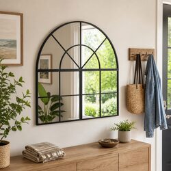 Friendly Black Arch Iron Frame Wall Mirror 80x80 cm