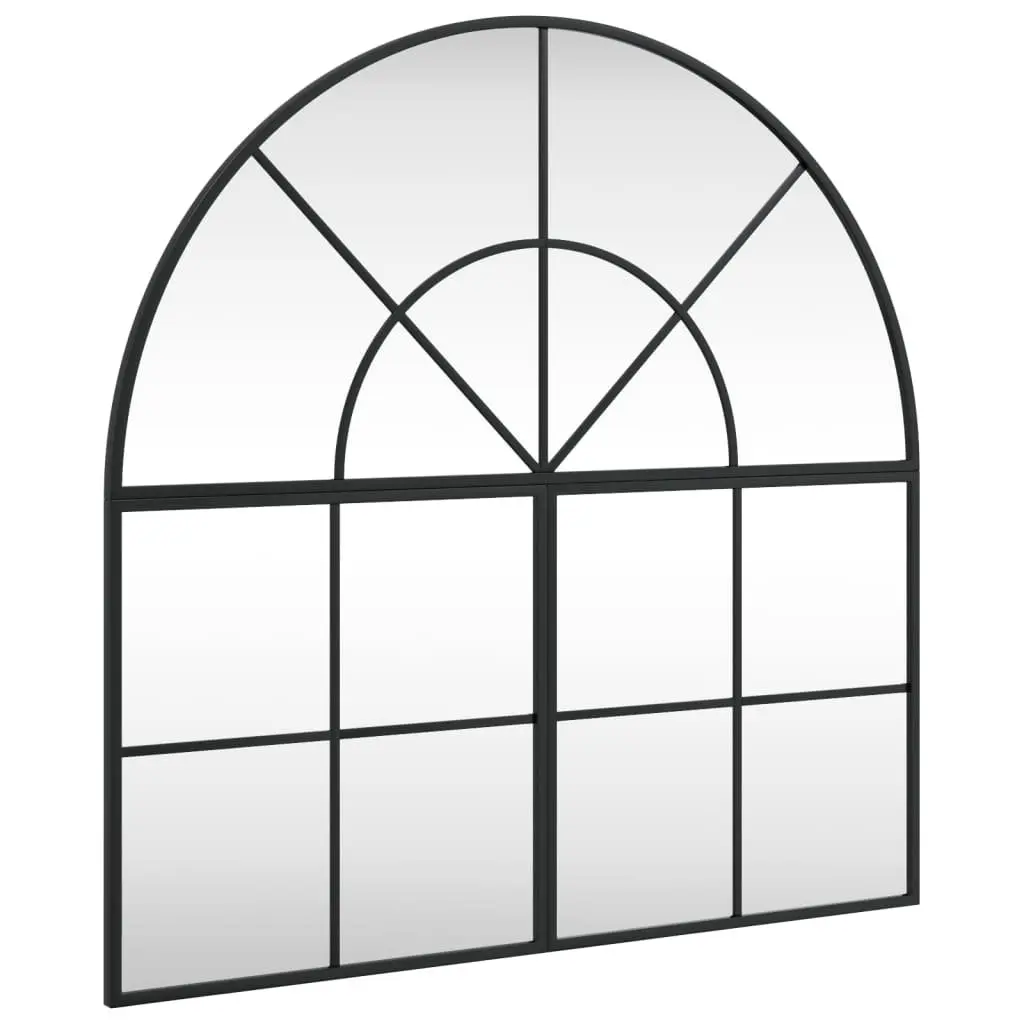 Wall Mirror Black Arched Iron Frame 80x80 cm