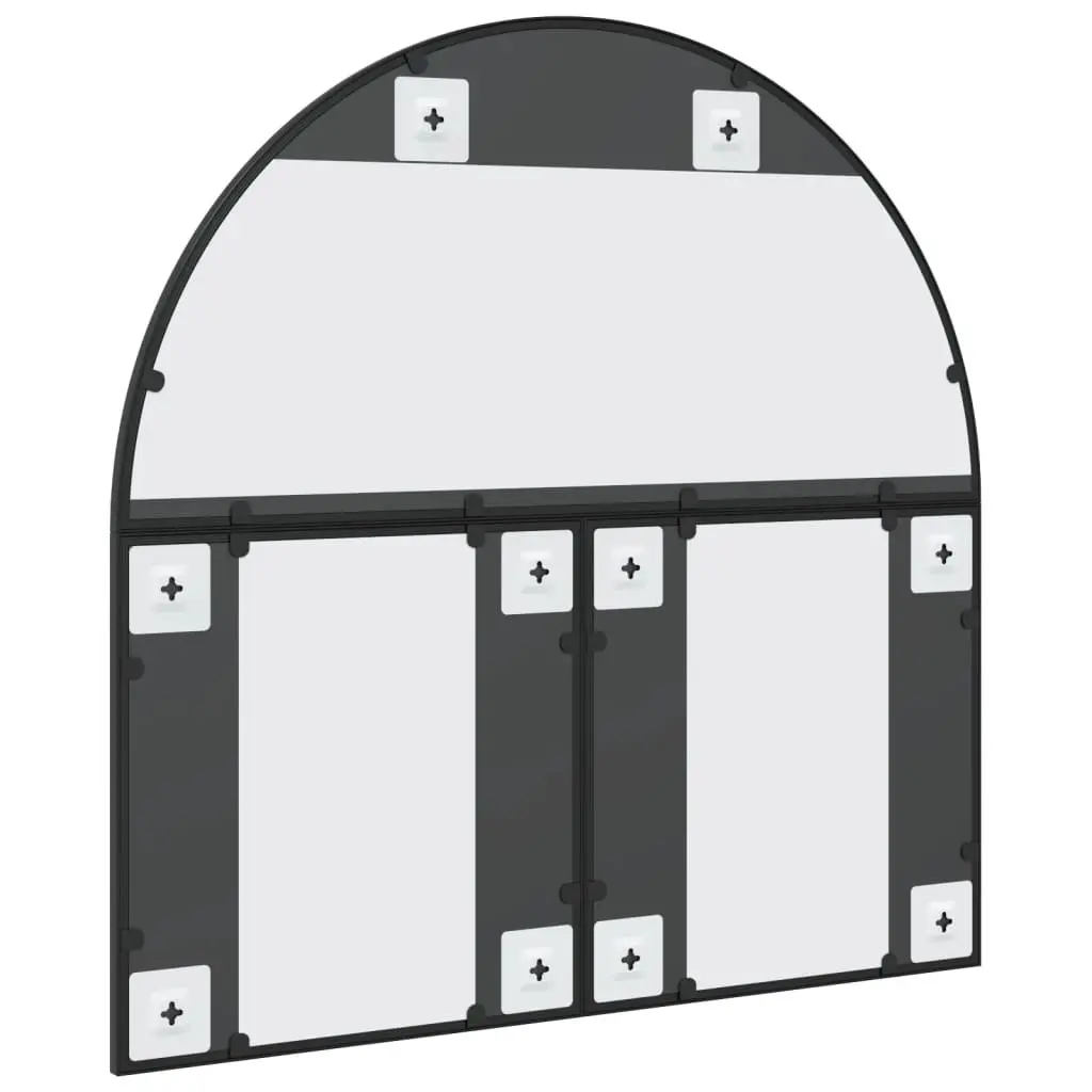Wall Mirror Black Arched Iron Frame 80x80 cm