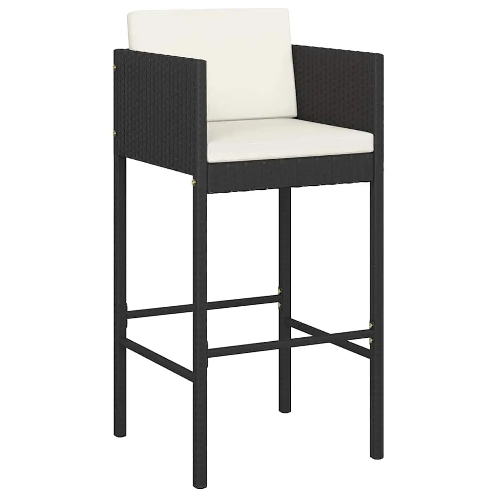 7 Piece Garden Bar Set with Cushions PE Rattan Construction Black