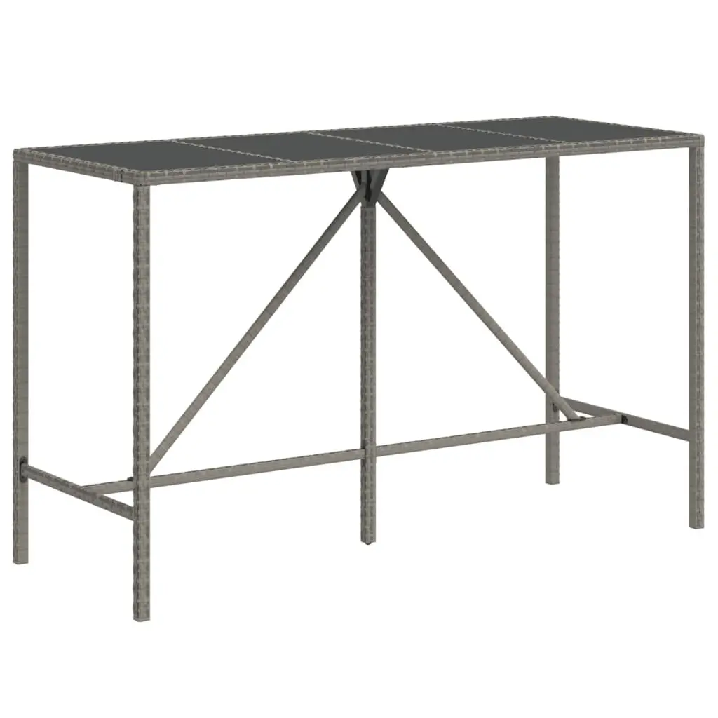 Garden Bar Set 7 Piece Grey Rattan Outdoor Patio Furniture with Cushions