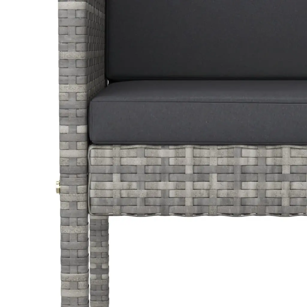 Garden Bar Set 7 Piece Grey Rattan Outdoor Patio Furniture with Cushions