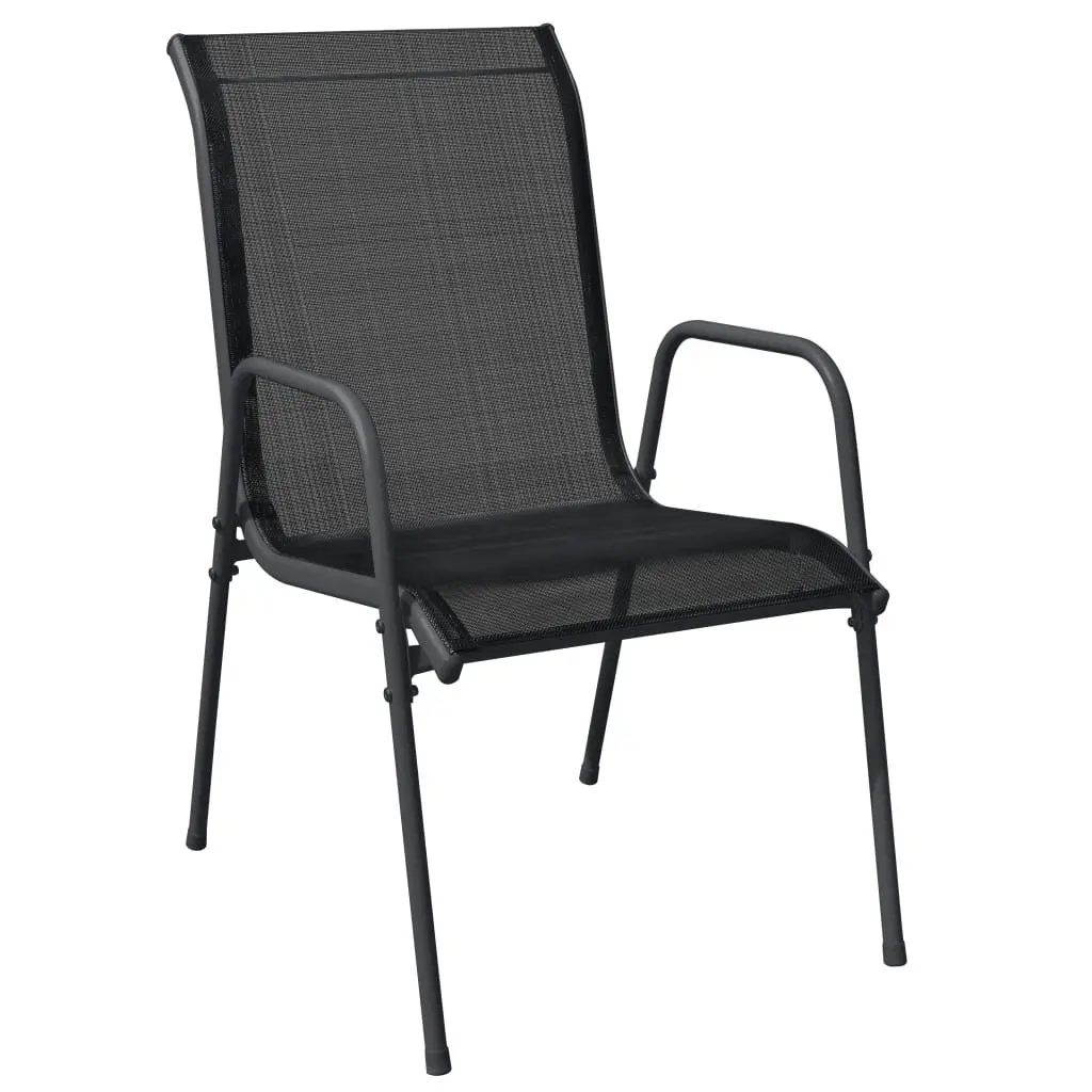 Garden Dining Set 3 Piece Black Steel Textilene Armchairs