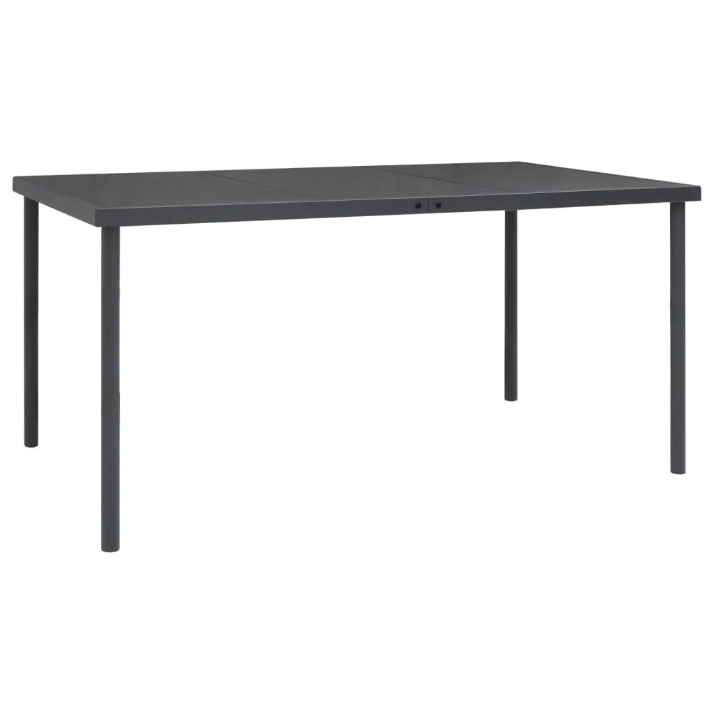 Garden Dining Set Black Steel Textilene Chairs Table 5 Piece