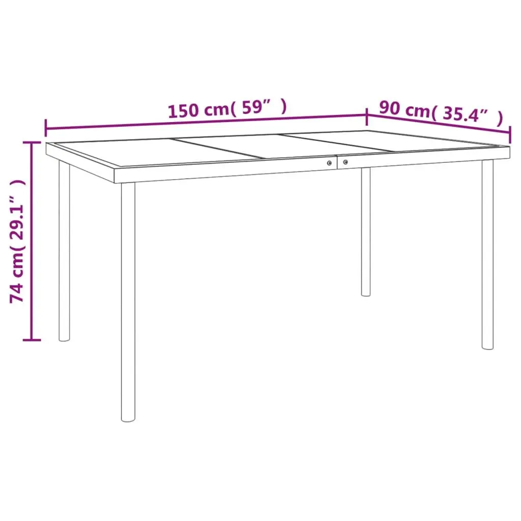 Garden Dining Set Black Steel Textilene Chairs Table 5 Piece
