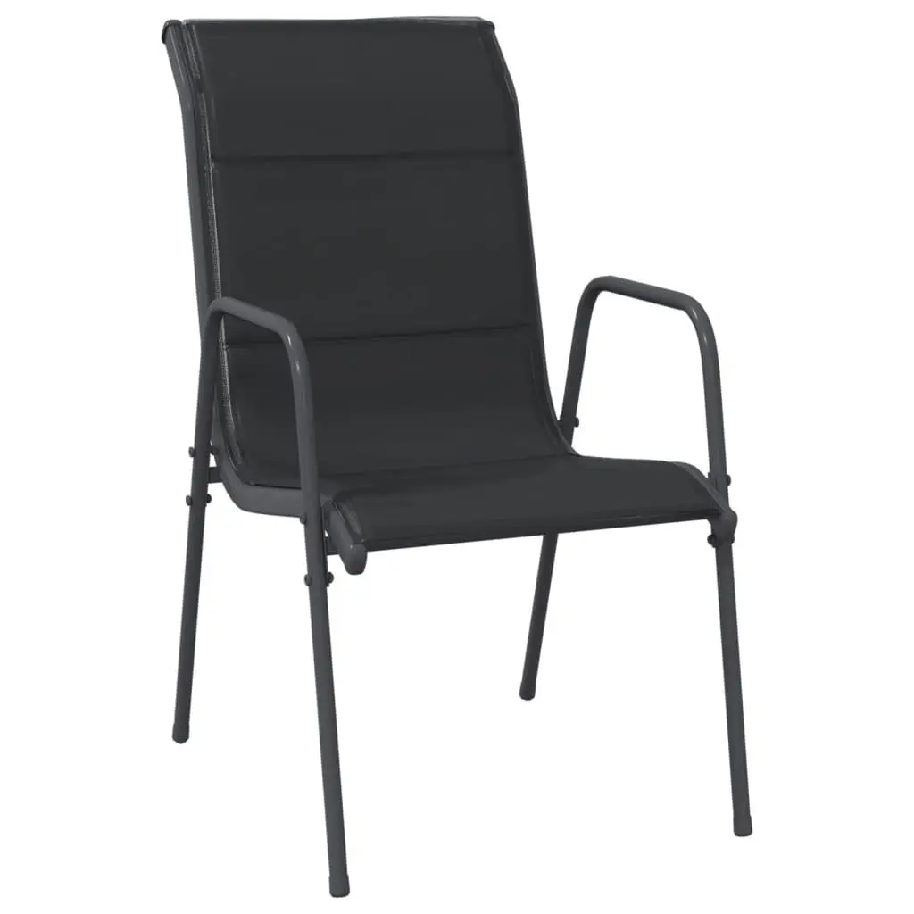 Outdoor Dining Set 5 Piece Garden Furniture Black Steel Textilene Chairs Table