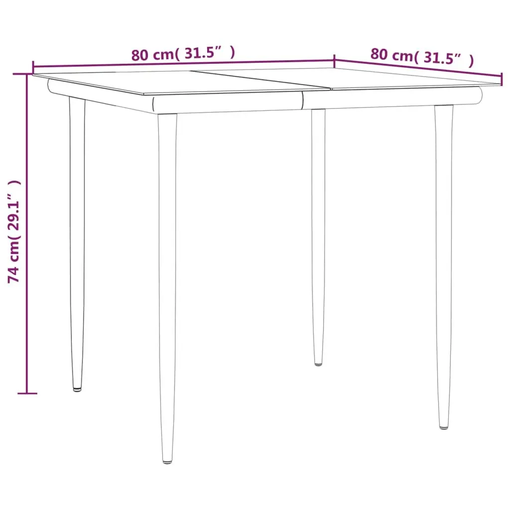 Outdoor Dining Set 5 Piece Black Steel Textilene Chairs Tempered Glass Table