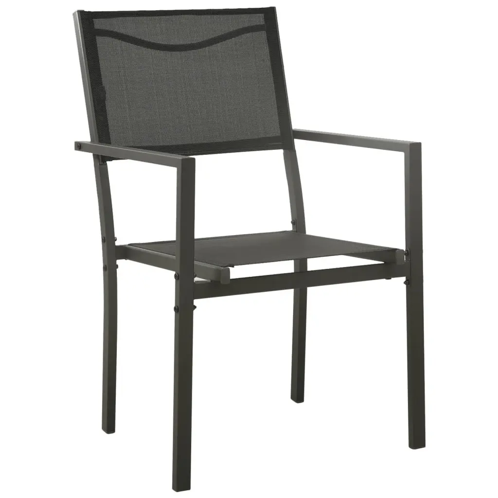Outdoor Furniture Set 5 Piece Garden Dining Black Steel Table and Chairs