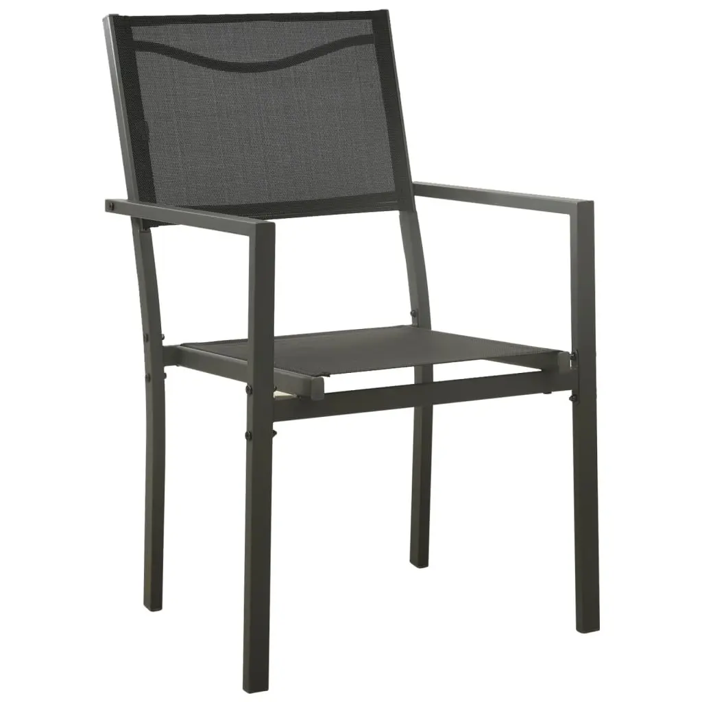7 Piece Outdoor Garden Dining Set Black Steel Textilene Chairs Table Patio