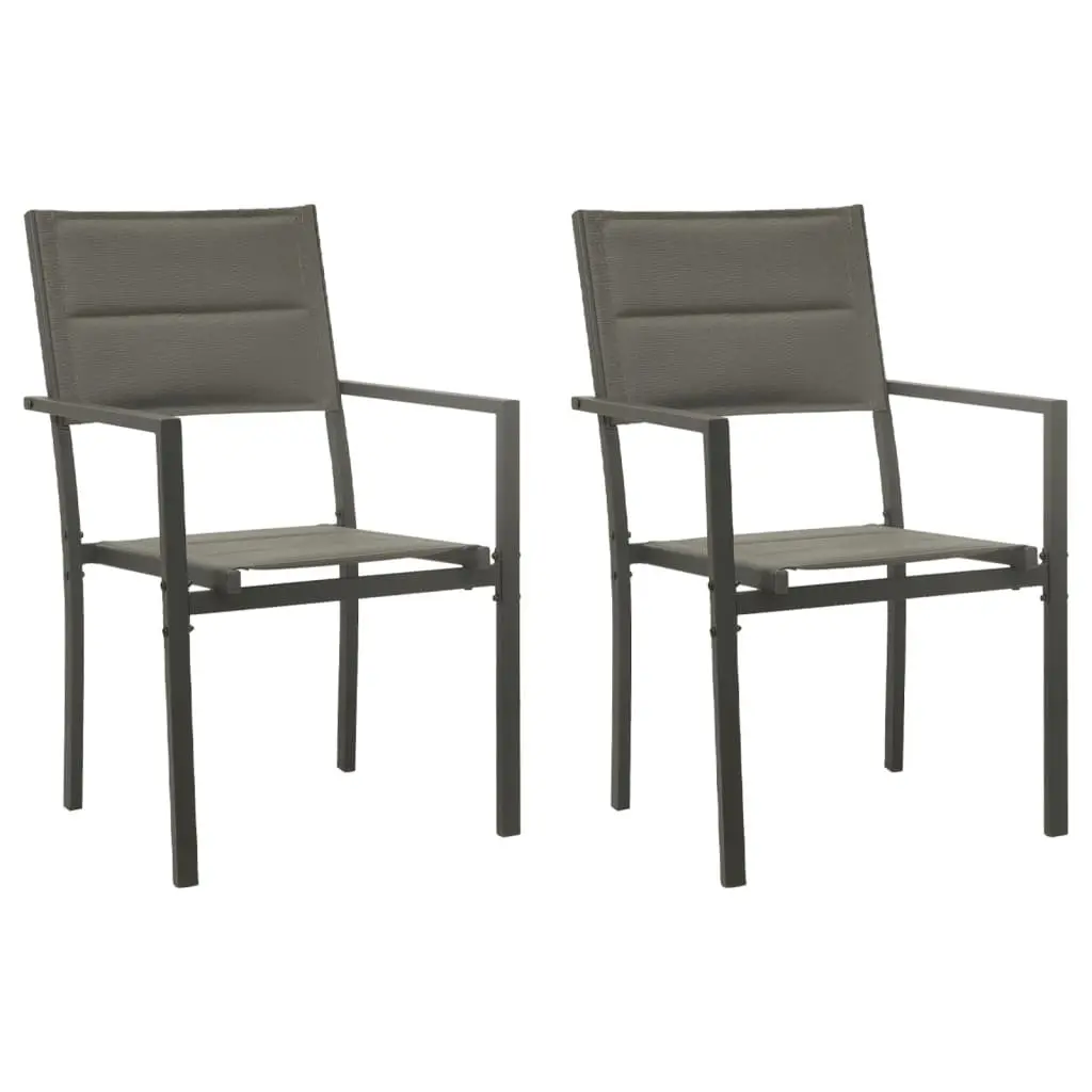 Outdoor Furniture Set 3 Piece Black Steel Frame Textilene Chairs with Glass Table for Patio Dining