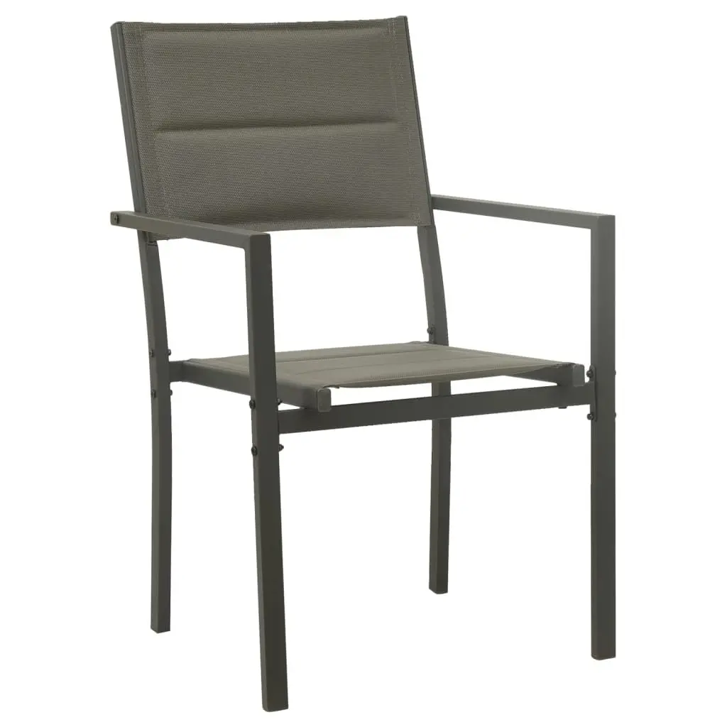 Outdoor Furniture Set 3 Piece Black Steel Frame Textilene Chairs with Glass Table for Patio Dining