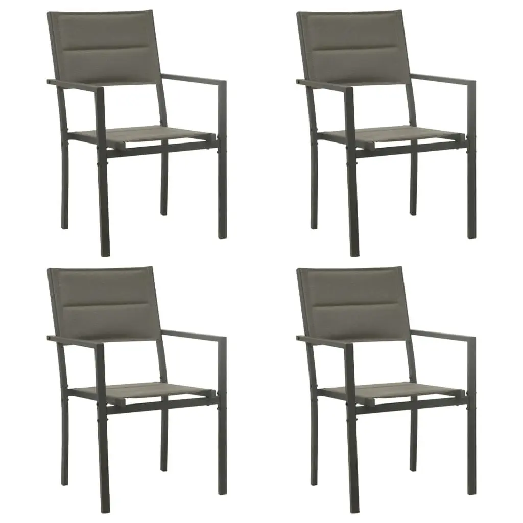 Outdoor Garden Dining Set 5 Piece Black Steel Textilene Chairs Table