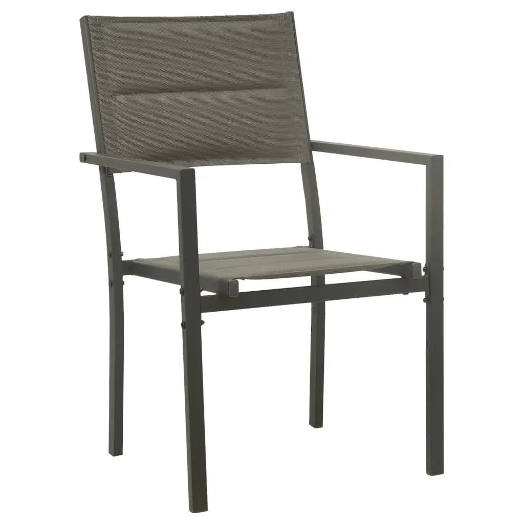 Garden Dining Set 5 Piece Outdoor Furniture Black Steel Textilene Chairs Table
