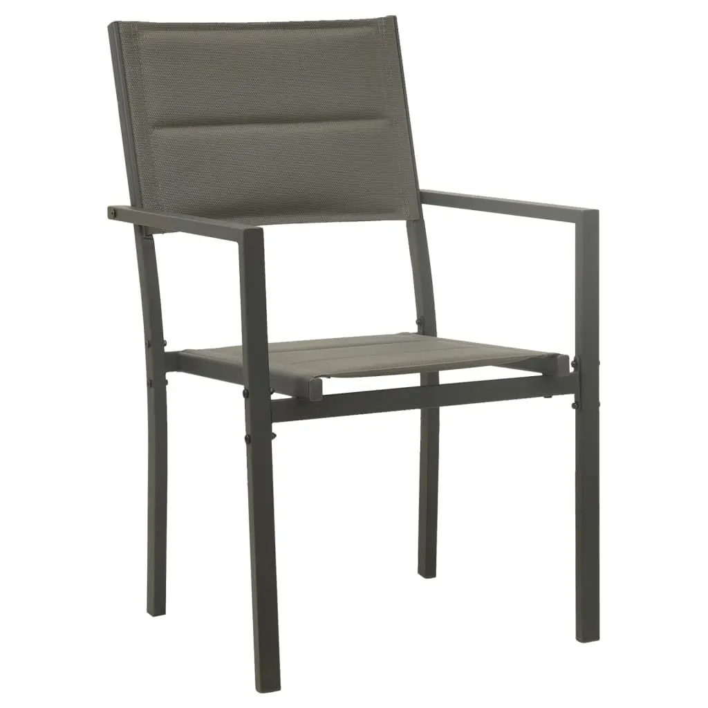 5 Piece Garden Dining Set Black Steel Textilene Outdoor Patio Furniture Table