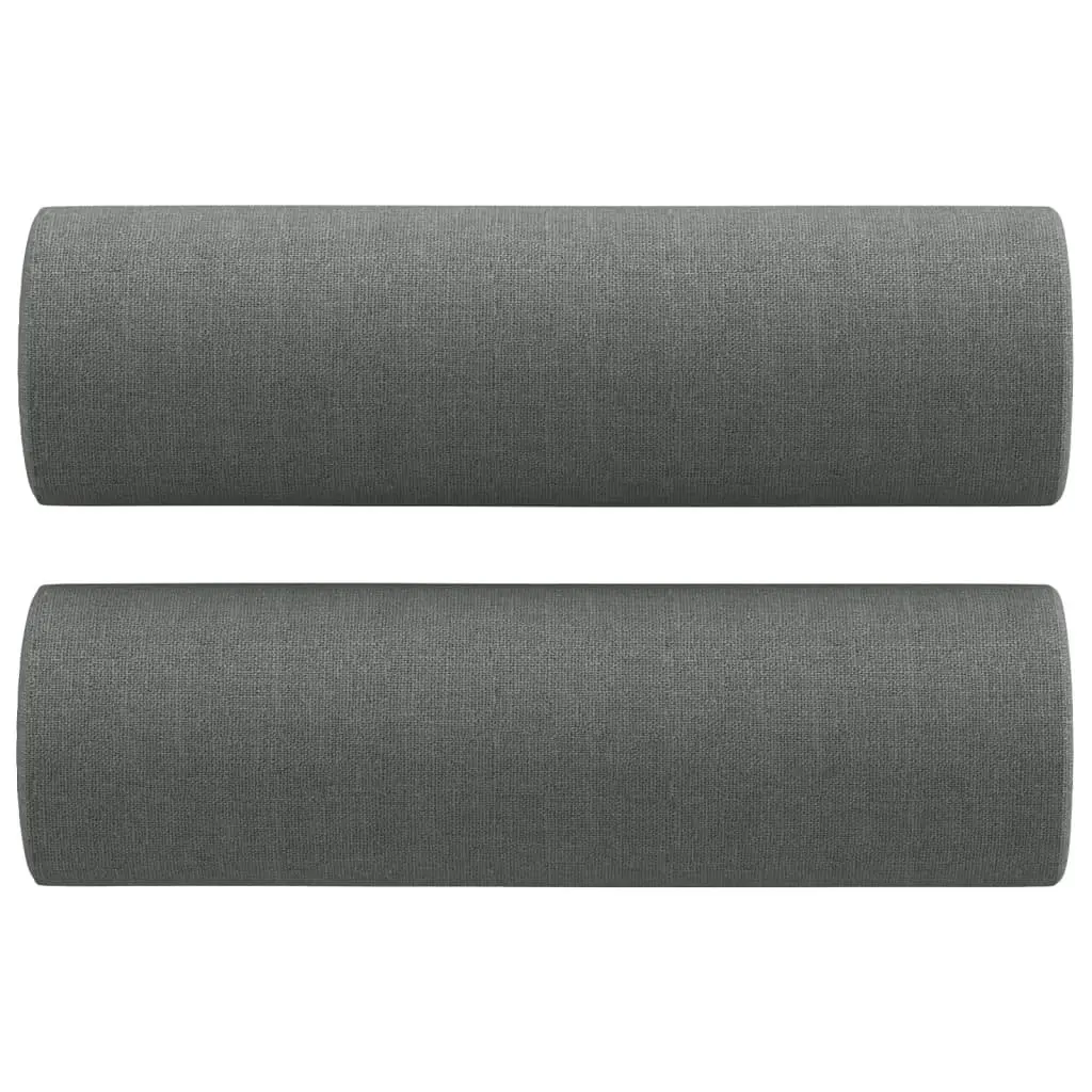 Grey Fabric 2-Seater Sofa with Throw Pillows