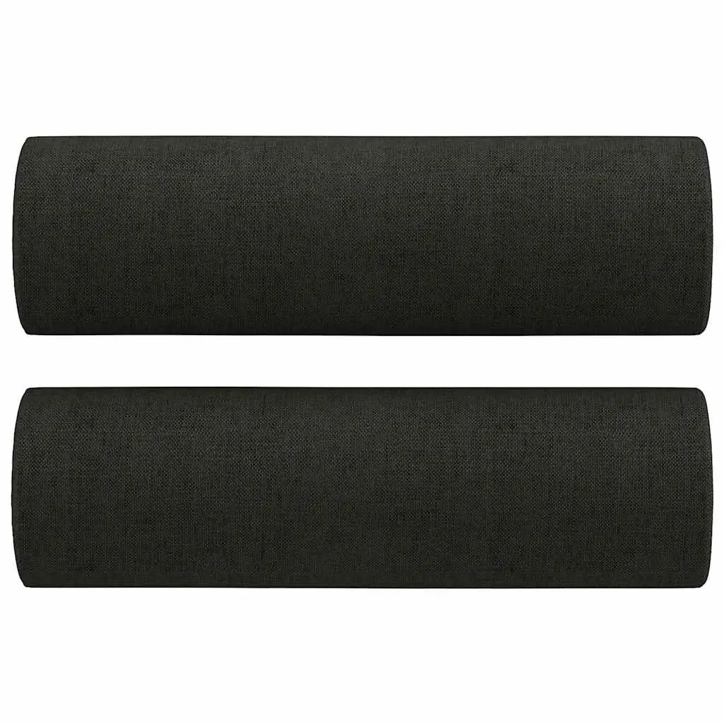 2-Seater Sofa Black Fabric Modern Lounge with Throw Pillows 140cm Living Room