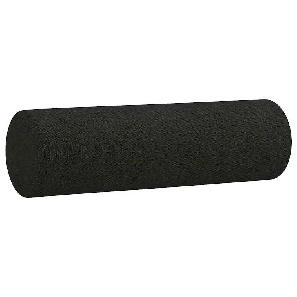 3-Seater Sofa Black Fabric Modern Lounge Couch with Throw Pillows 180cm Living