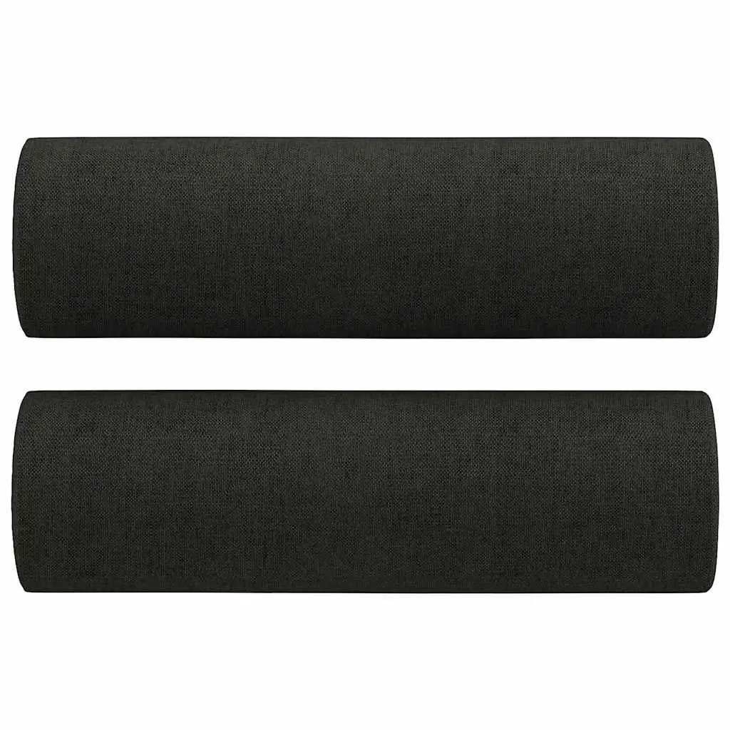 Black Fabric 2-Seater Sofa with Padded Seats and Throw Pillows 120cm