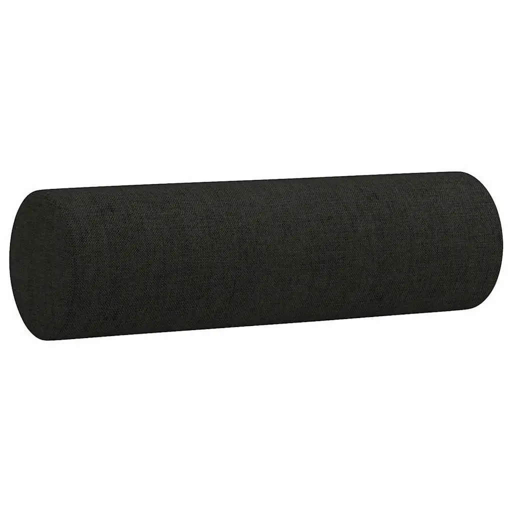 Black Fabric 2-Seater Sofa with Padded Seats and Throw Pillows 120cm