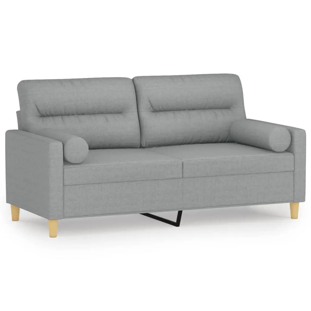 Grey 2-Seater Sofa with Decorative Pillows