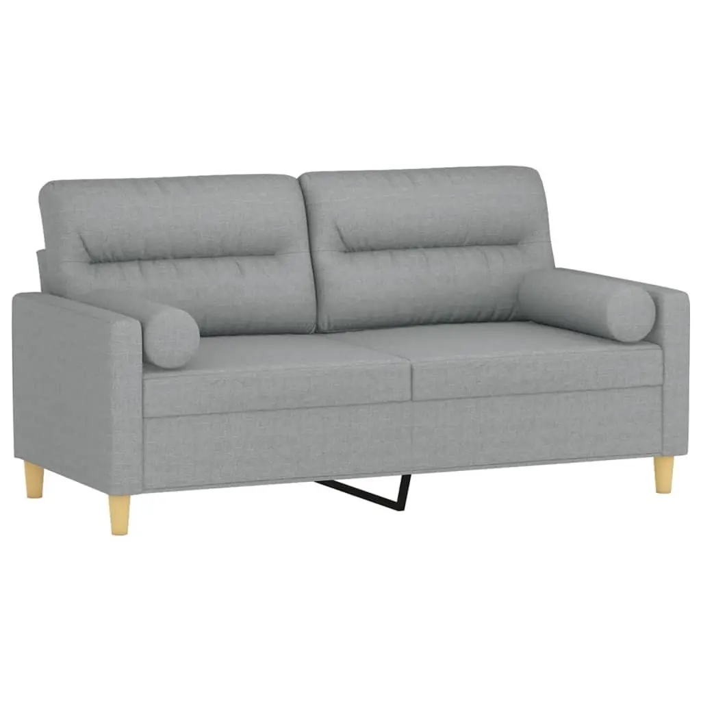 Grey 2-Seater Sofa with Decorative Pillows