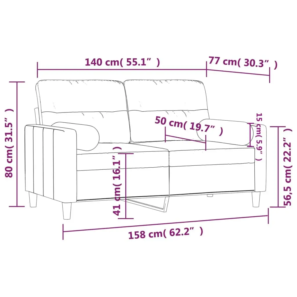 Grey 2-Seater Sofa with Decorative Pillows