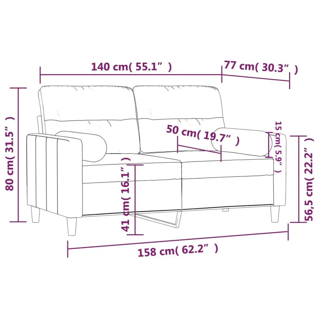 Grey 2-Seater Sofa 140cm
