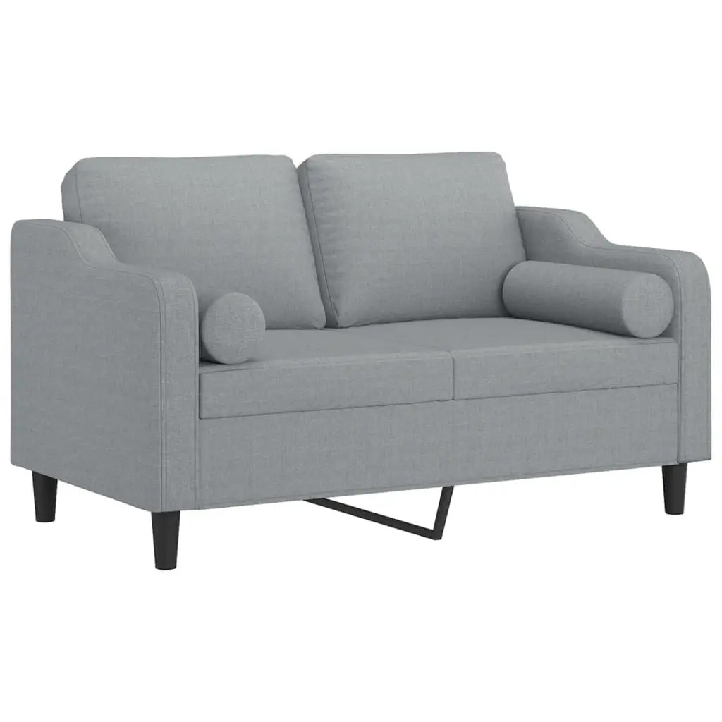 2-Seater Sofa with Throw Pillows Grey Fabric Lounge Couch Modern Design 120cm