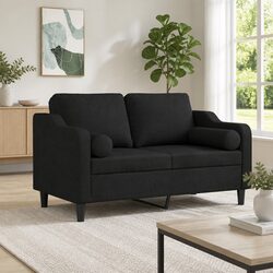 Your Ideal Black 2-Seater Sofa with Throw Pillows