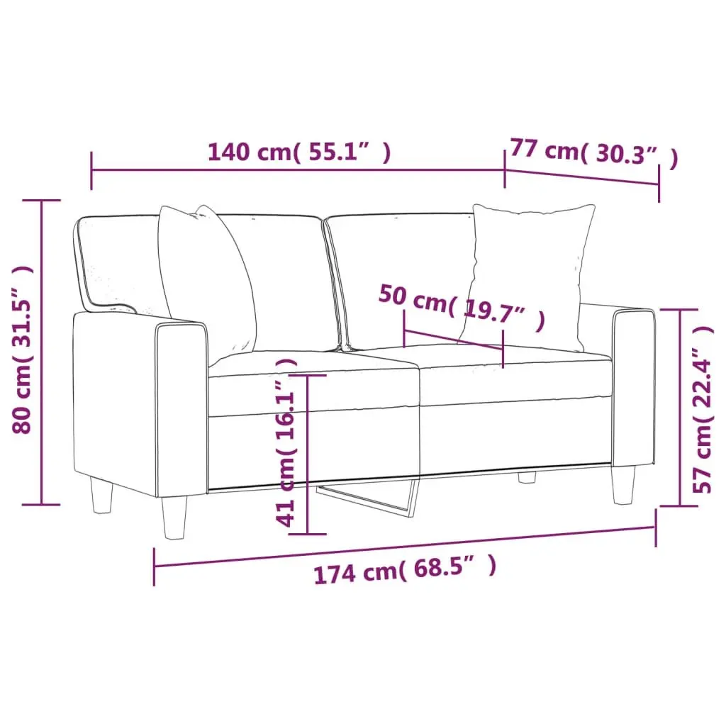 Black Faux Leather 2-Seater Sofa