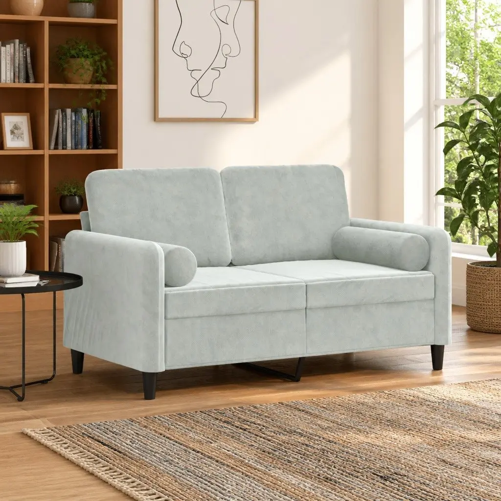 2-Seater Sofa Grey Velvet Modern Lounge Couch 120 cm