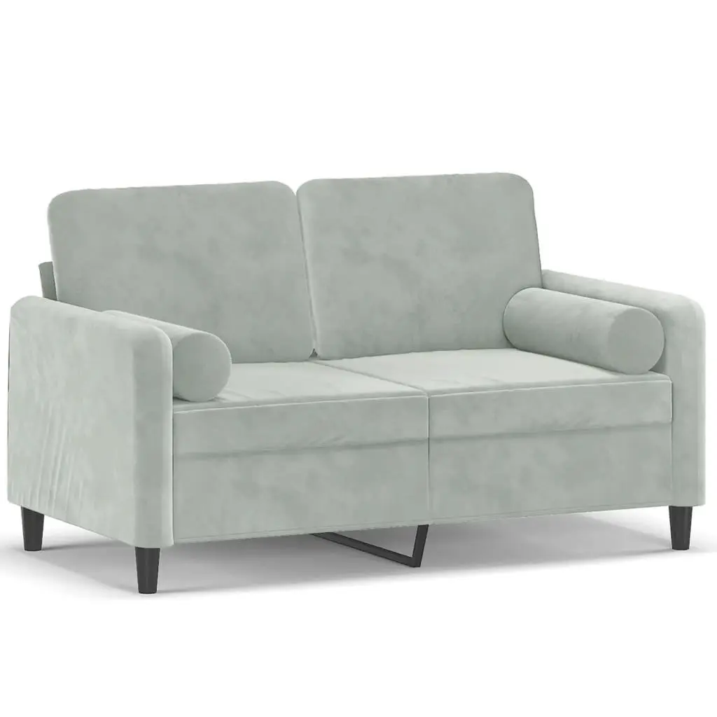 2-Seater Sofa Grey Velvet Modern Lounge Couch 120 cm