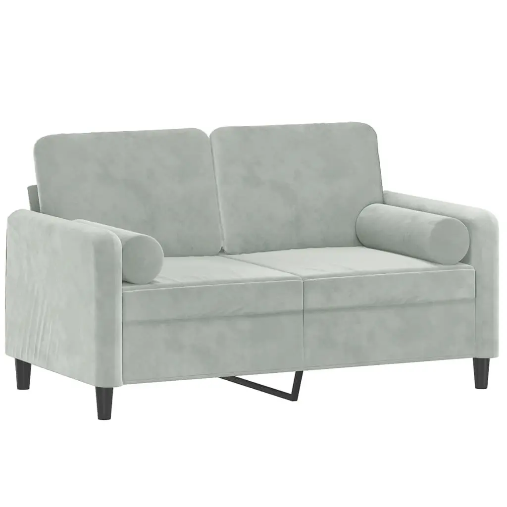 2-Seater Sofa Grey Velvet Modern Lounge Couch 120 cm