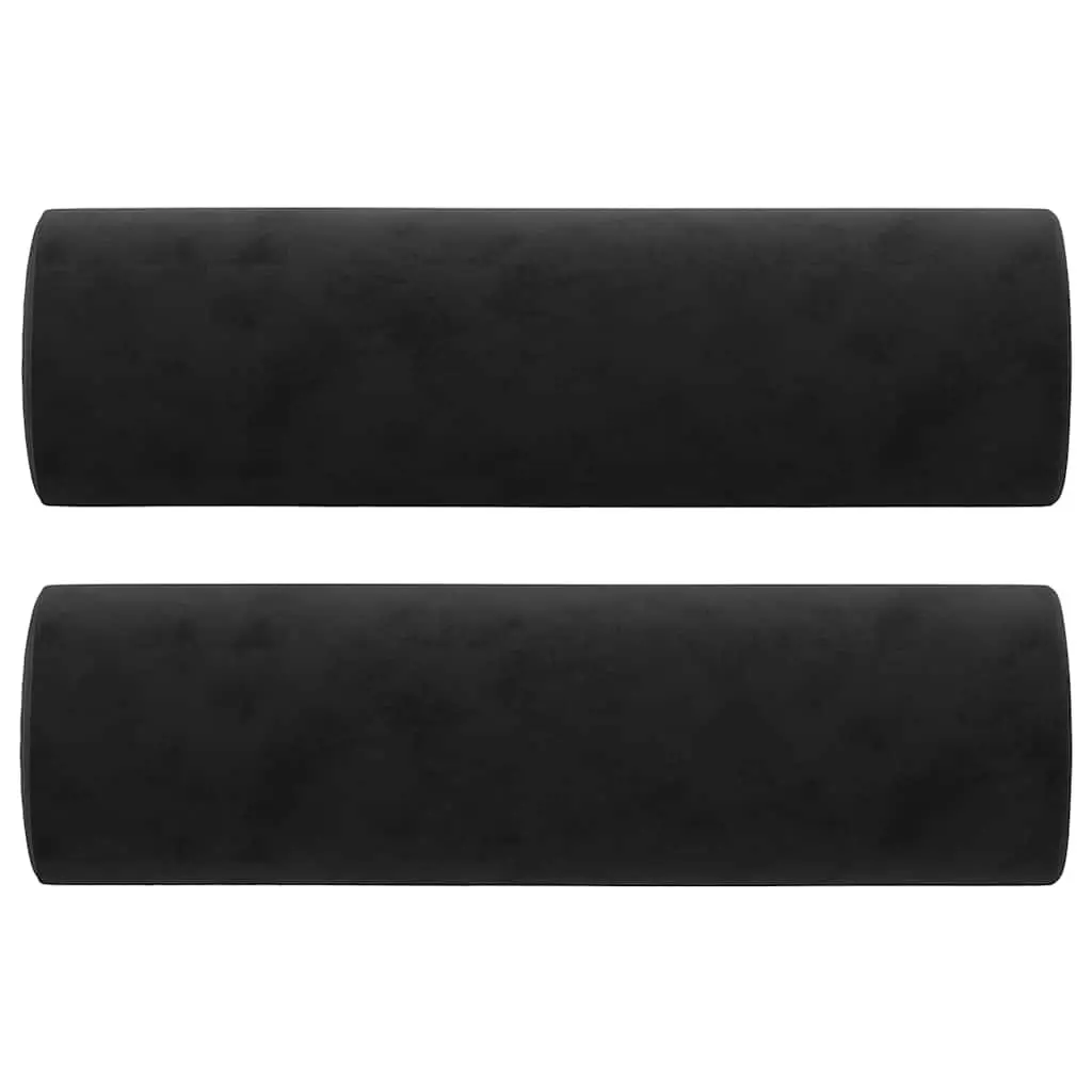 2-Seater Sofa Black Velvet 140cm Modern Lounge with Throw Pillows