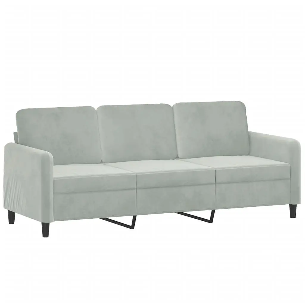 3-Seater Sofa Grey Velvet 180cm Modern Lounge Couch