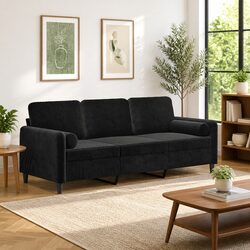 Your New Favorite Black Velvet 3-Seater Sofa