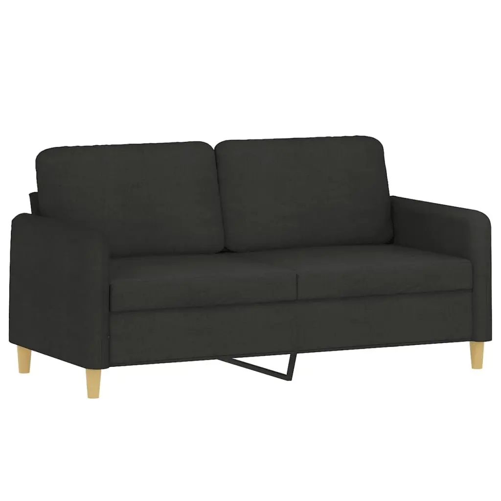 BlackFabricModern2SeaterSofa140cmwithComfortablePillows