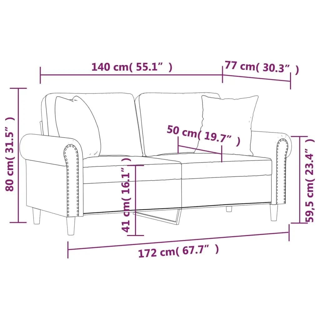 2-Seater Sofa with Throw Pillows
