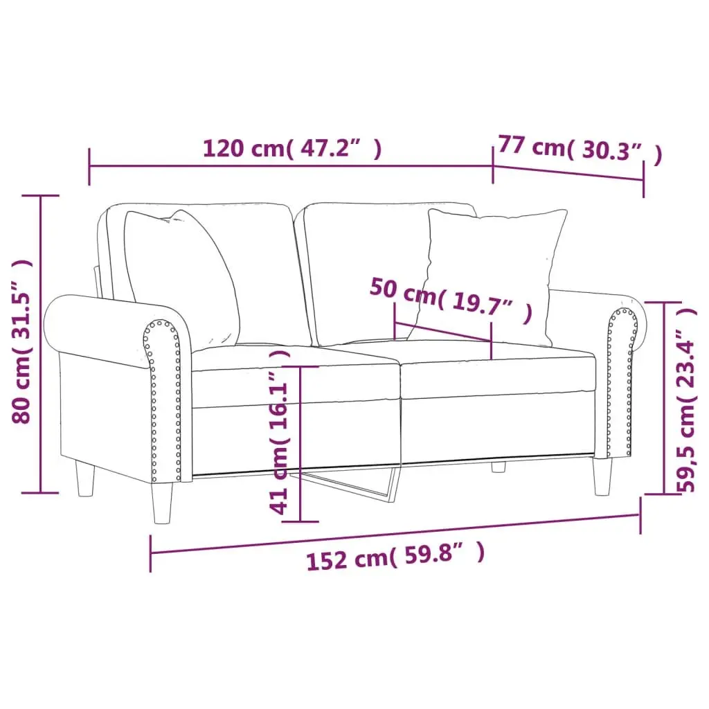 ModernGreyVelvet2SeaterLoungeSofa120cmwithDecorativeThrowPillows