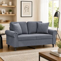 Your New Grey Velvet 2-Seater Sofa with Pillows